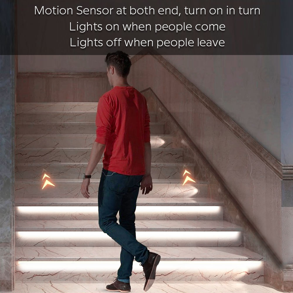 CT3252 Motion Activated Stair Lighting Kit, Dotless COB LED Strip Lights For 1-4FT Stairway CT3252 Motion Activated Stair Lighting Kit, Dotless COB LED Strip Lights For 1-4FT Stairway